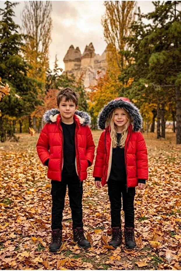 Детское зимнее пальто для девочек на молнии Carnavall, Red