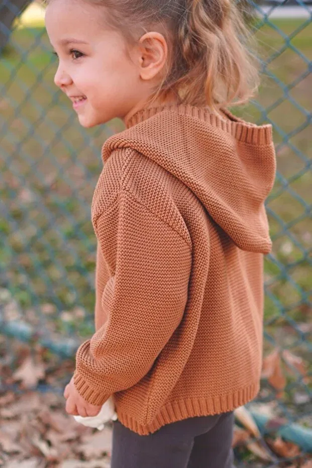 Детский кардиган для девочек хлопковый Vennusbaby, Camel — фото 3