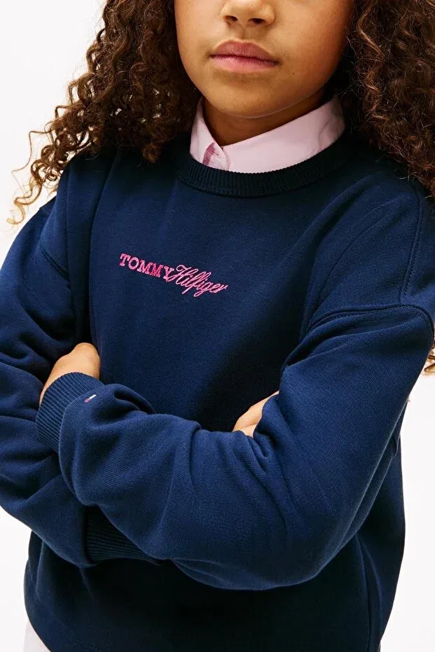 Детские свитшот для девочек с длинным рукавом Tommy Hilfiger, Navy Blue — фото 2