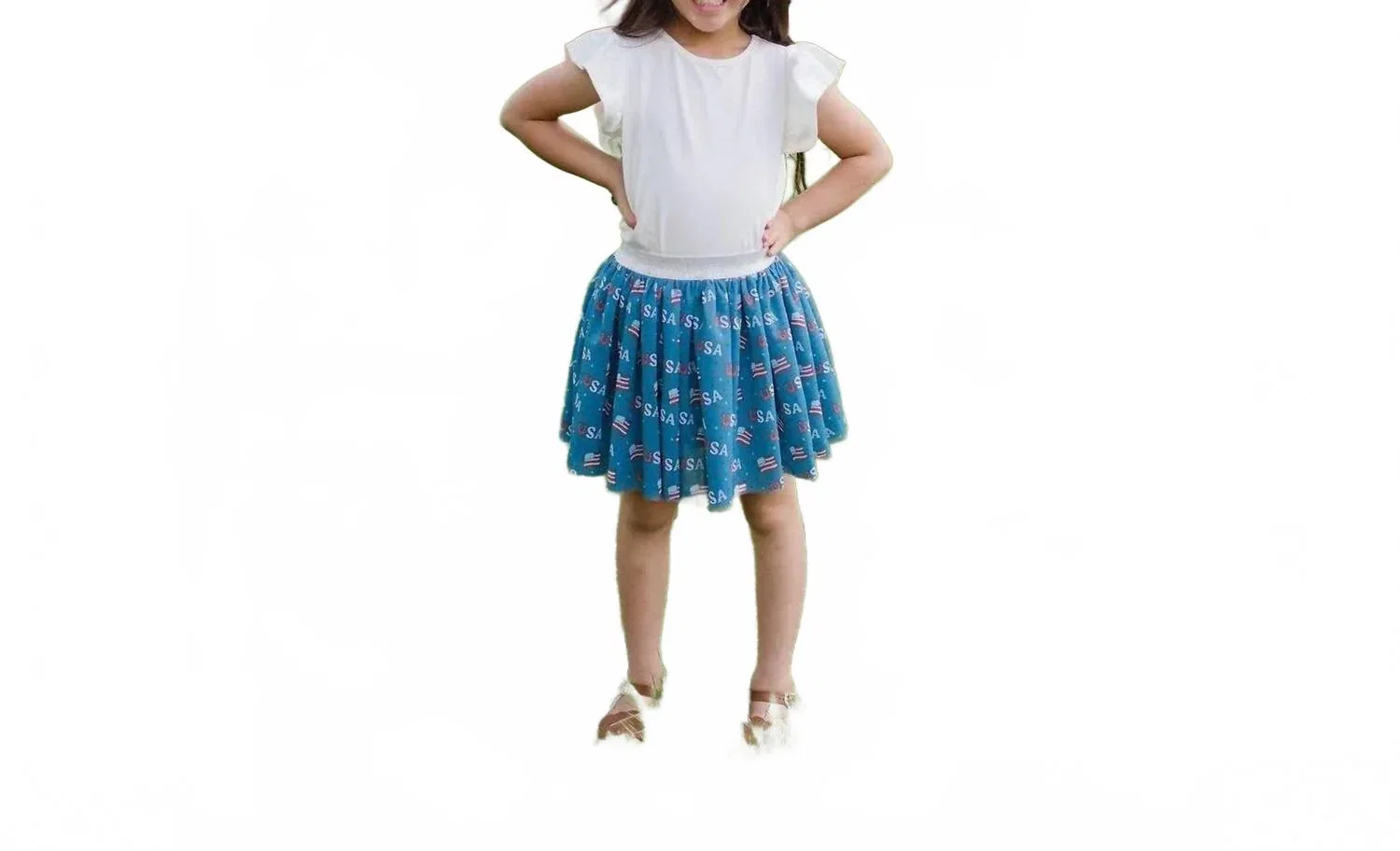Детская юбка из фатина с принтом Tulle Skirt In Ollie Jay, синий