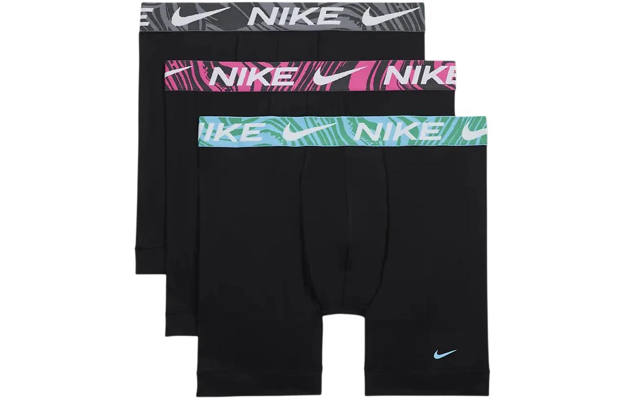 Мужские трусы-боксеры с длинным рукавом, комплект из 3 штук, Nike, Black/Aqua Blue/Laser Purple/White