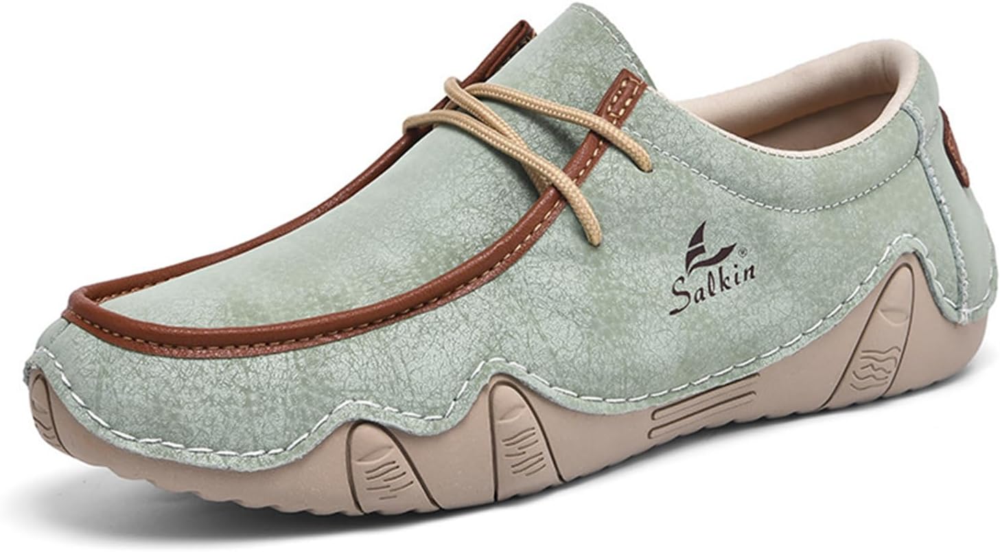 

Мужские повседневные широкие лоферы с удобным круглым носком, без шнурков, из искусственной кожи, мягкие легкие мокасины для дома, улицы, вождения и путешествий Eggdk, Cyan