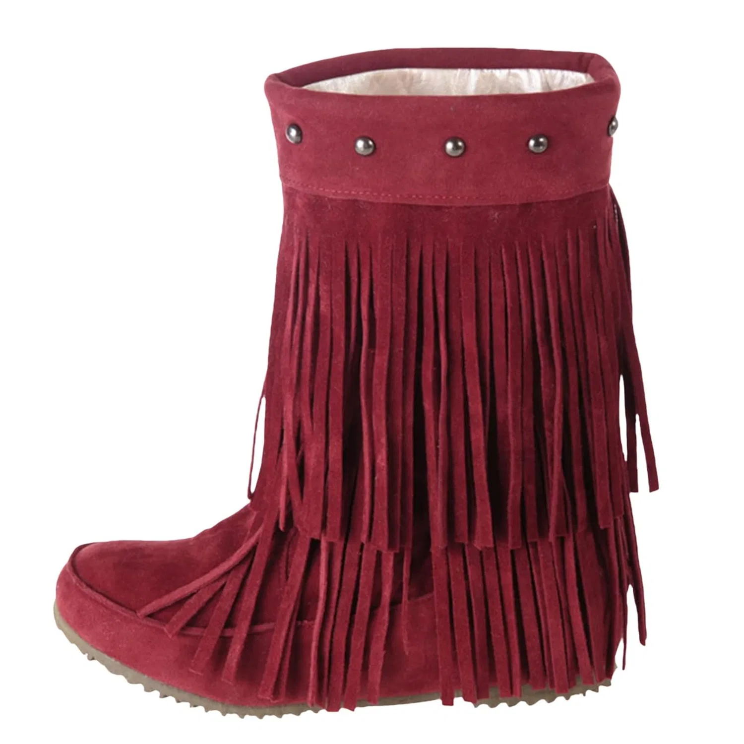Детские ботинки для девочек с принтом Girls Elegant Non-Slip Leather Boots with Printed Pattern and Lace Up Boots for Women Western Garden Boots Non-Slip Leather Winter Shoes, Red