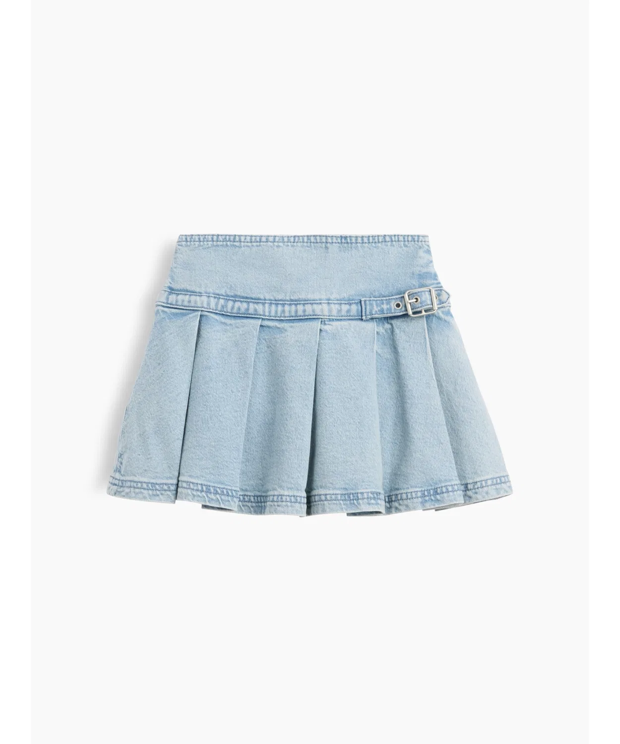 Детская джинсовая плиссированная мини-юбка с поясом GAP, Light Indigo Blue — фото 3