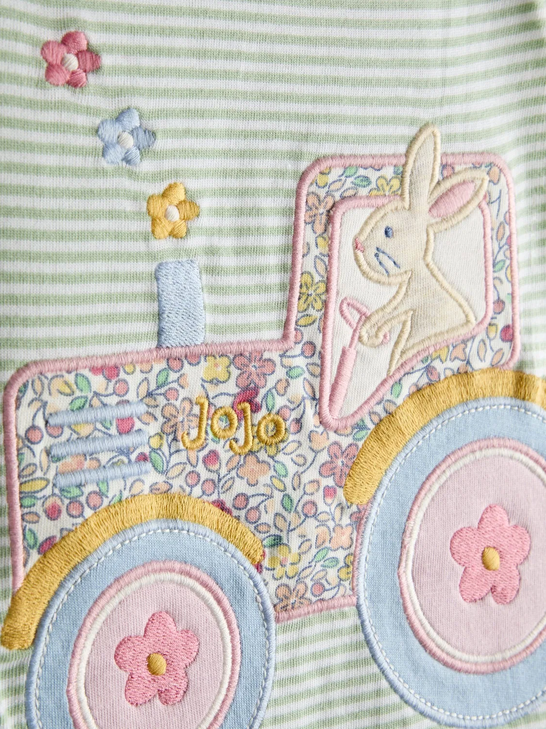 Футболка с аппликацией трактора, JoJo Maman Bébé, зеленая — фото 3