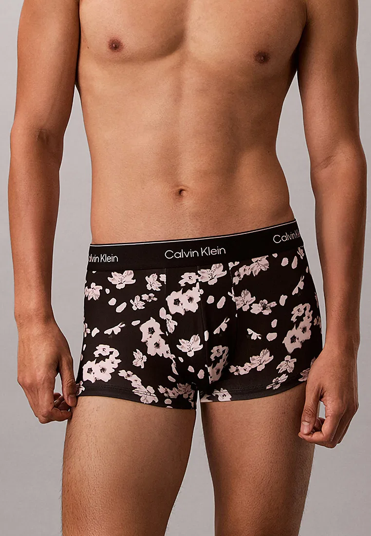 Трусы, низкая посадка, Calvin Klein, микрофибра, черный/вишневый