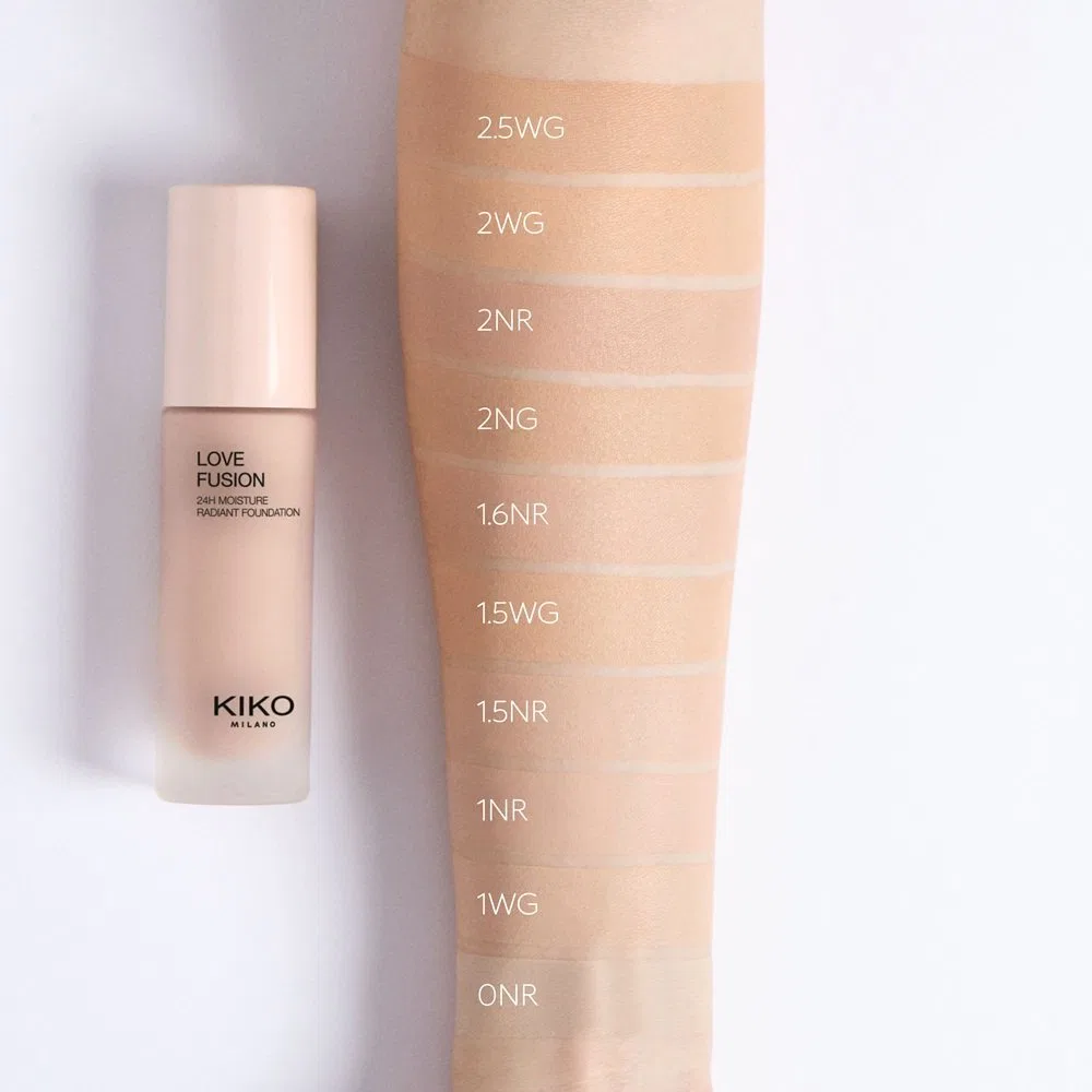 Тональный крем с увлажняющим эффектом 30 мл, оттенок 2NR Neutral Rose, Love Fusion 24H Moisture Radiant Foundation, KIKO Milano — фото 2