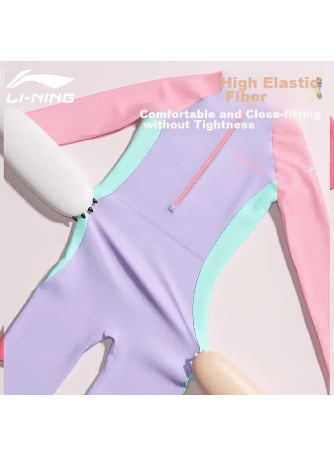 Купальник детский с длинным рукавом и штанами Li-Ning, фиолетово-синий — фото 2