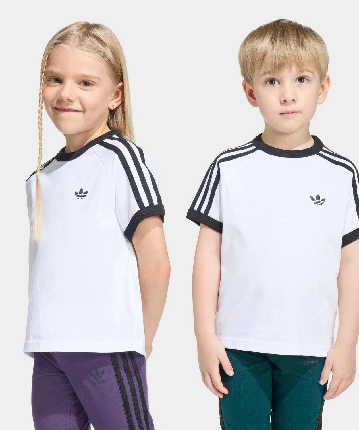 Детская футболка с принтом Three Stripes Adidas Originals, Белая