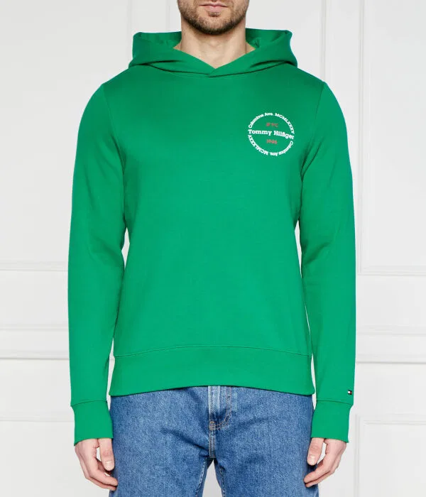 Мужское худи с круглым принтом Tommy Hilfiger, зеленый