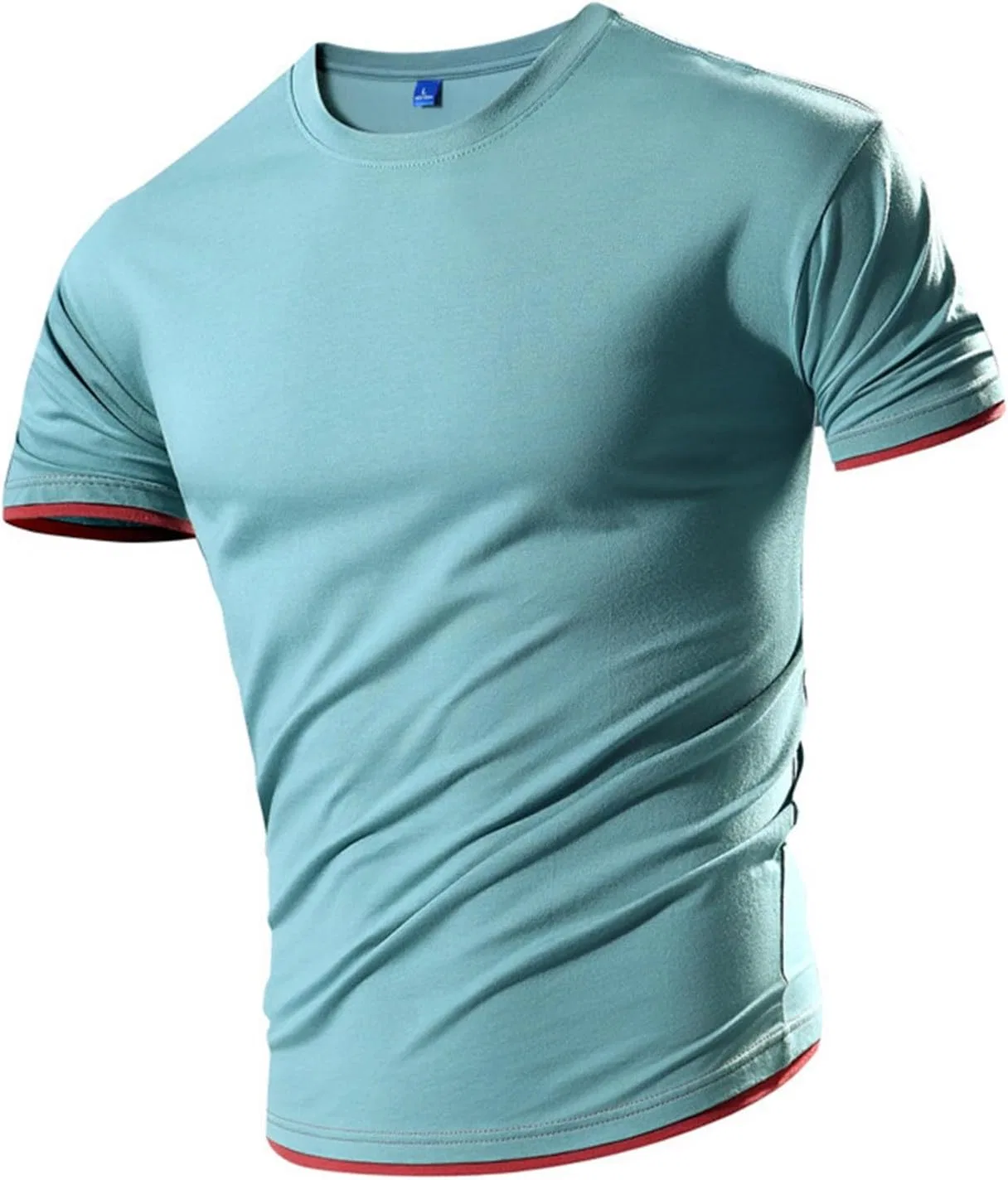 Мужская футболка с цветными блоками и полосками, Light Blue
