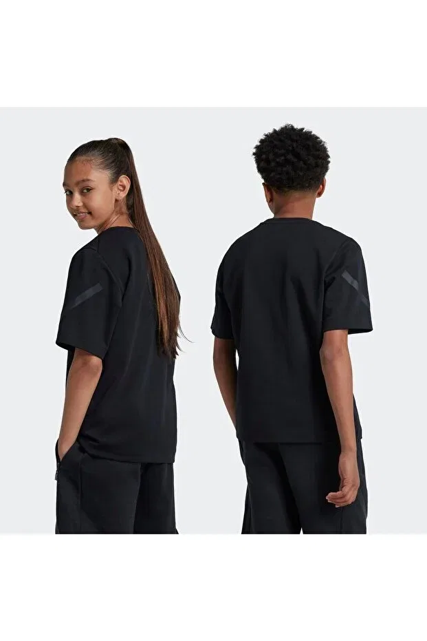 Детская футболка для девочек хлопковая Z.N.E. children's black t-shirt Adidas, Black Black — фото 2