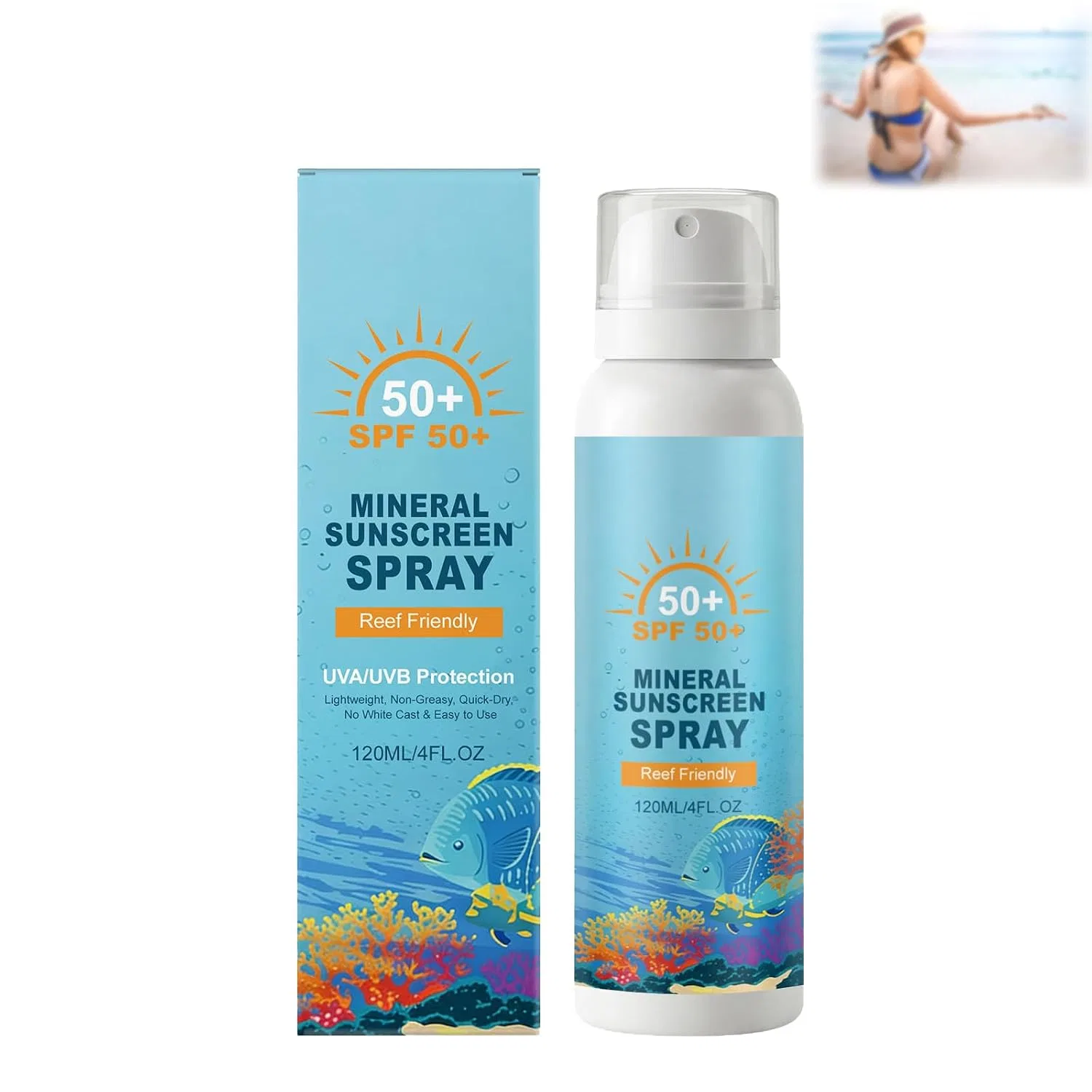 Солнцезащитный спрей SPF 50+, минеральный, Generic, 1 шт