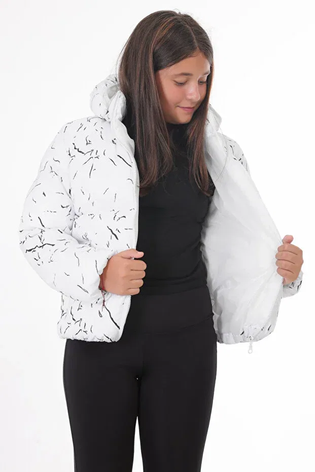 Детское пальто для девочек водонепроницаемое Sports girl's white removable hooded water & windproof winter sports coat & coat & parka Royalside, White — фото 4
