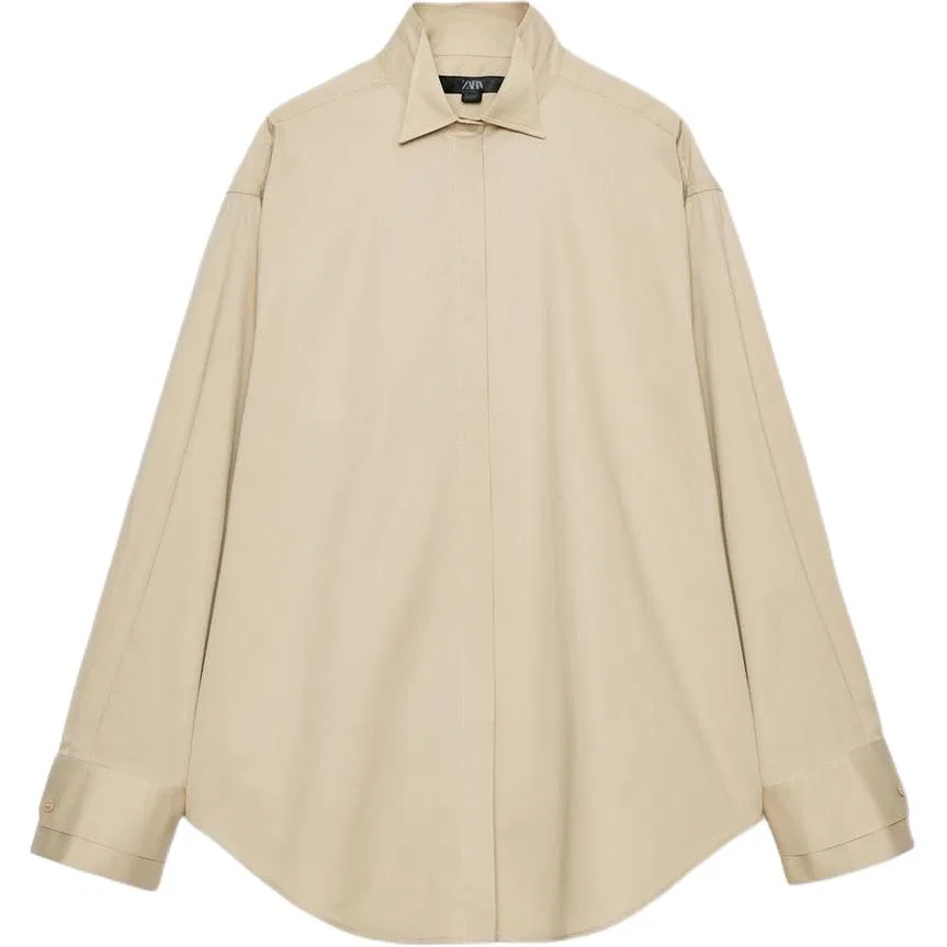 Женская рубашка с длинным рукавом ZW Shirts ZARA, Light Beige