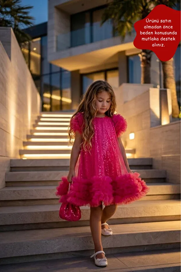 Детское вечернее платье для девочек расшитое пайетками Eray Kids, Pink