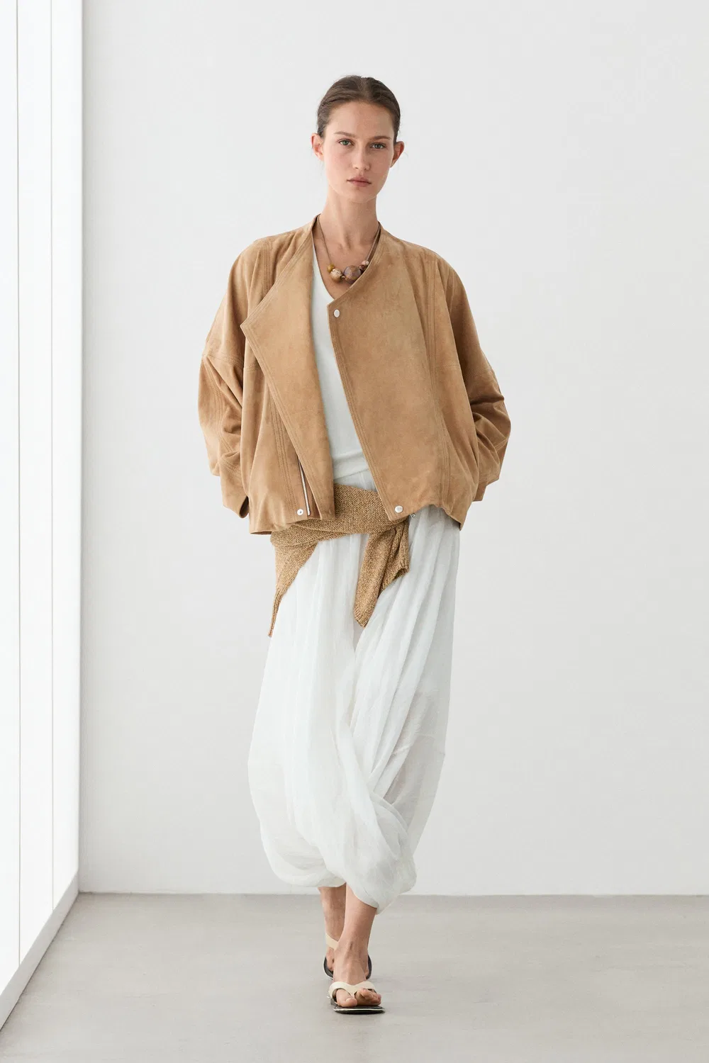 Жакет Massimo Dutti Double-Breasted Suede, коричневый