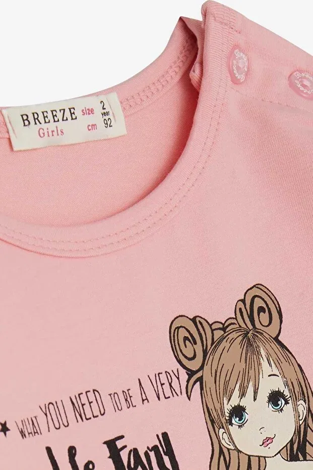 Детская футболка для девочек с длинным рукавом с принтом Girl'S long sleeve t-shirt printed 1-4 years Breeze, Salmon — фото 3