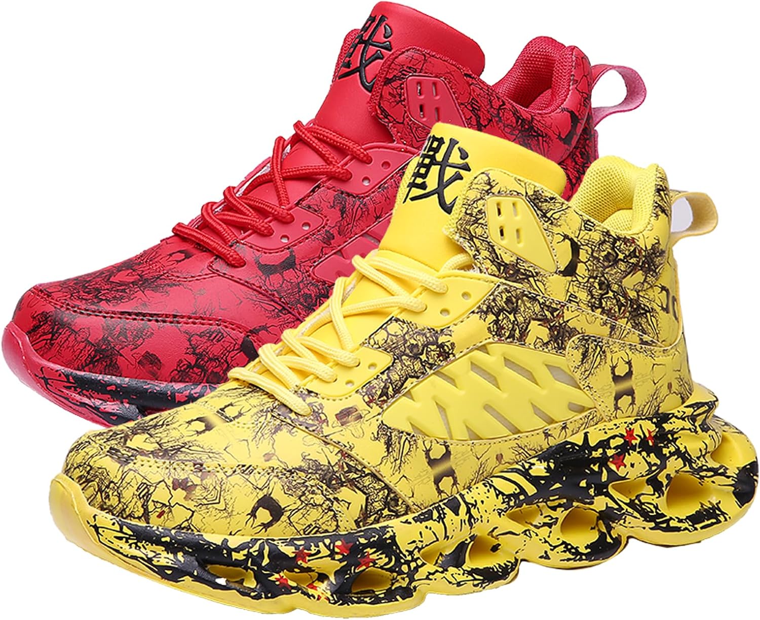 

Мужские баскетбольные кроссовки GSIGUL, легкие мужские кроссовки для бега и тенниса, граффити, спортивные массивные кроссовки для мужчин, красный/желтый