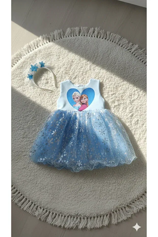 Детское платье для девочек с принтом Elsa girl dress Esmababykids, Ice Blue — фото 2