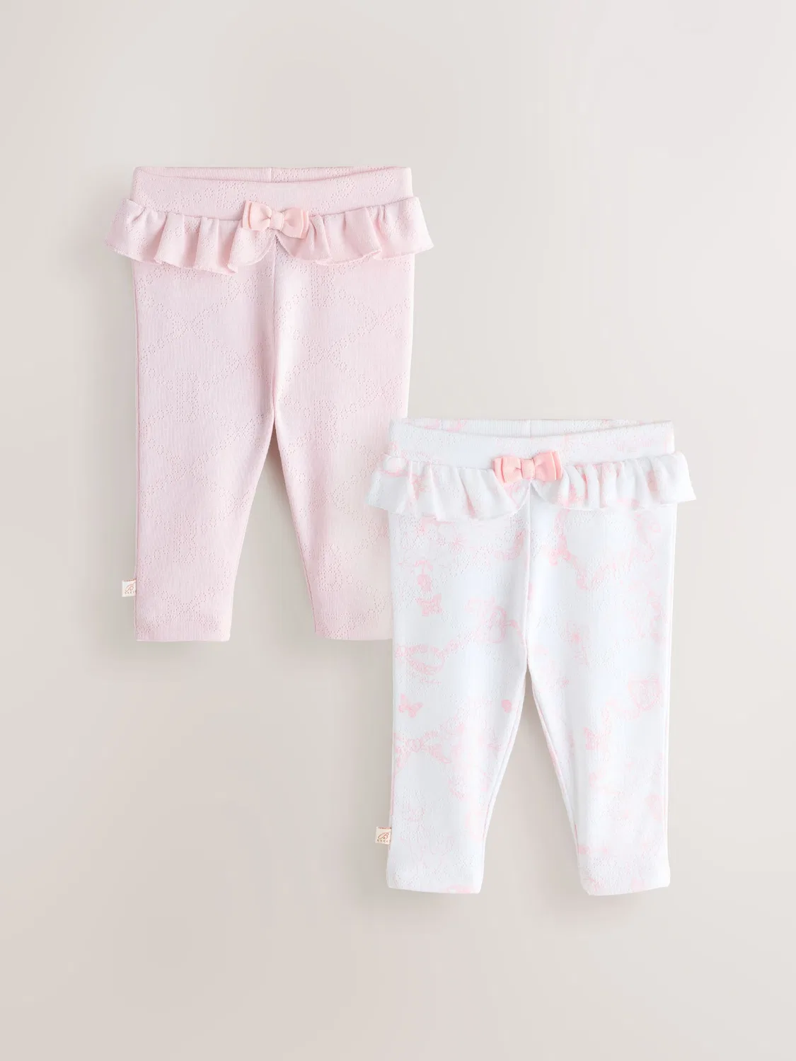 Леггинсы детские 2 шт. Pointelle Layette Baker by Ted Baker, белый/розовый