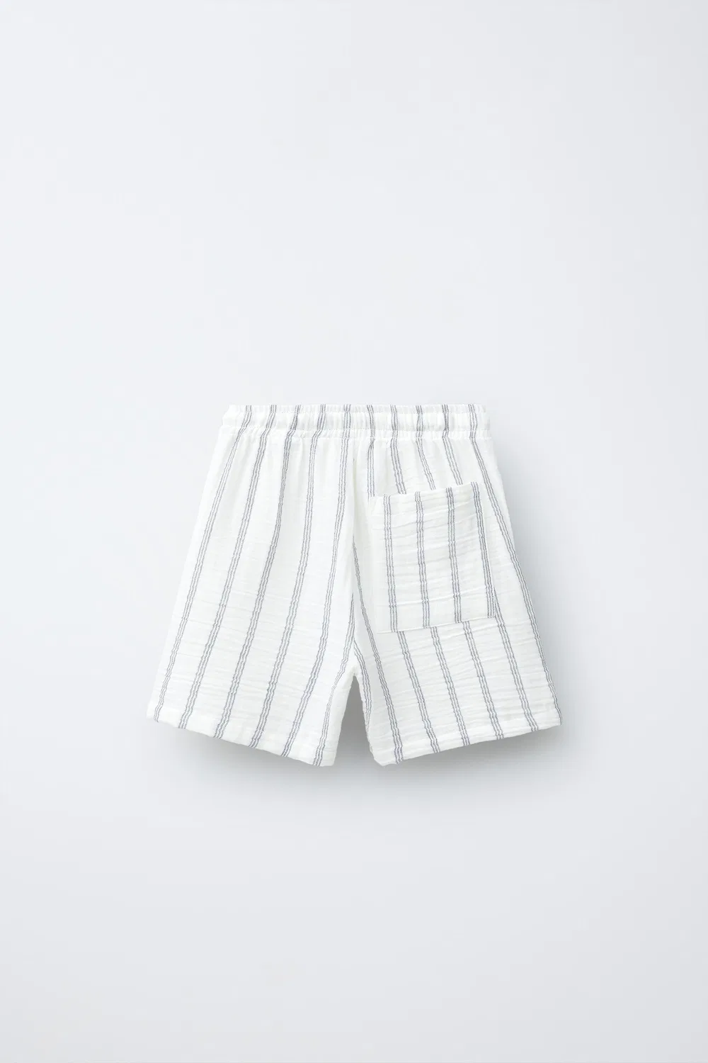 Полосатые текстурированные бермудские шорты ZARA, Light Ecru — фото 2