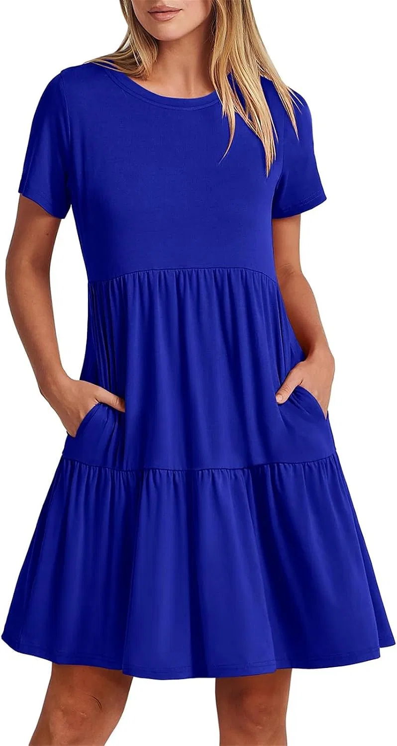 Женское повседневное платье-футболка A-line Sundress, Blue