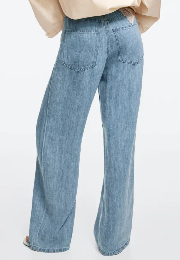 Джинсы из льна Straight leg jeans, Massimo Dotti, Light blue denim Massimo Dutti, светло-голубой — фото 3