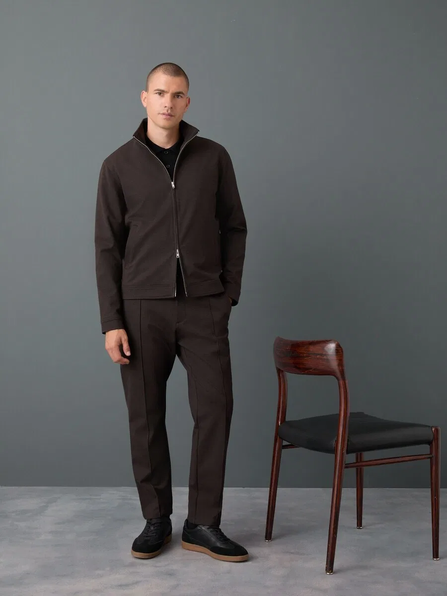 Брюки Next Slim fit 'Smart' шоколадного цвета — фото 3