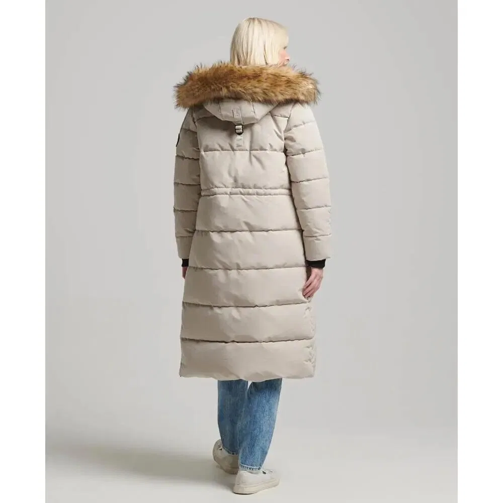 Женская длинная стеганая куртка-парка Superdry Everest, Grau — фото 3