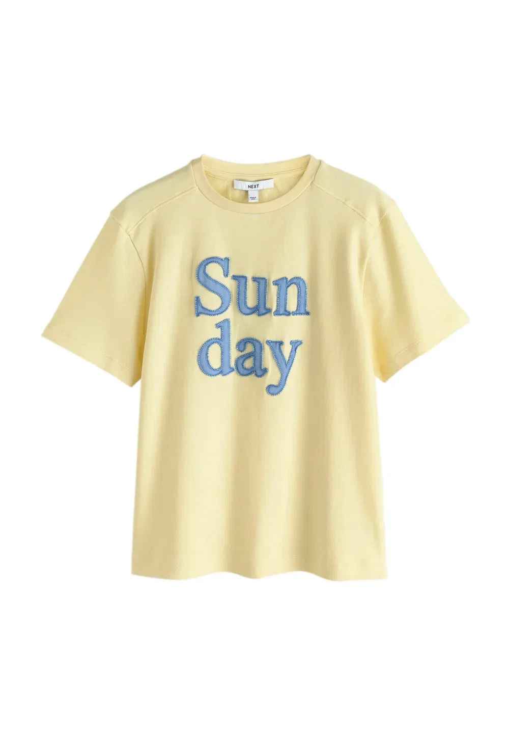 Футболка стандартного кроя, плотная, с круглым вырезом, с принтом Next, Yellow 'Sunday' Graphic