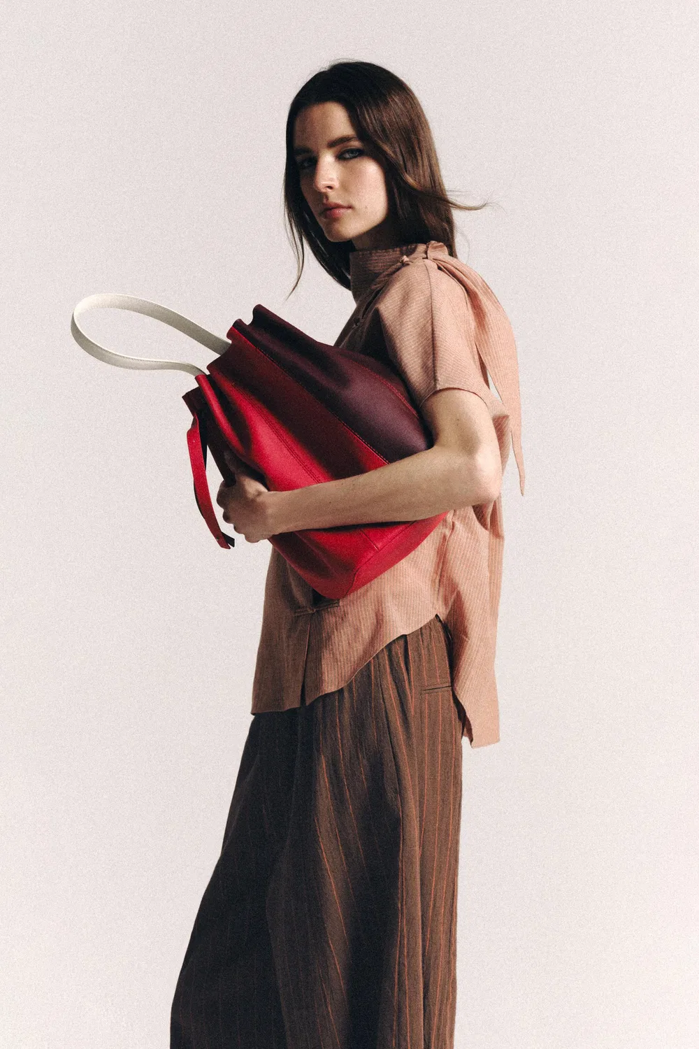 Рубашка из коллекции ZW с застежкой в виде лягушки. ZARA, Light brown — фото 4