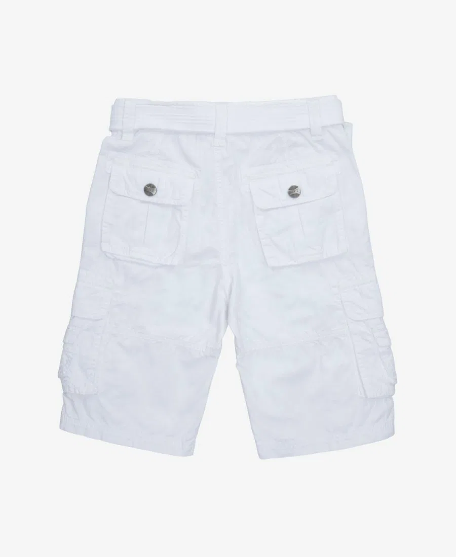 Шорты карго из твила с поясом Boy's Belted Twill Cargo Shorts Raw X, White — фото 2