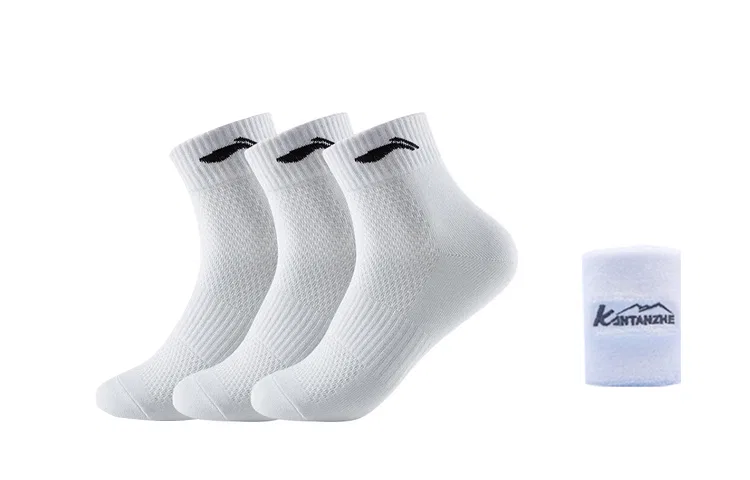 Детские носки с длинным голенищем 6 пар, 6 Pack (White Socks)+KTZ Black Wrist Brace, Li-Ning — фото 4