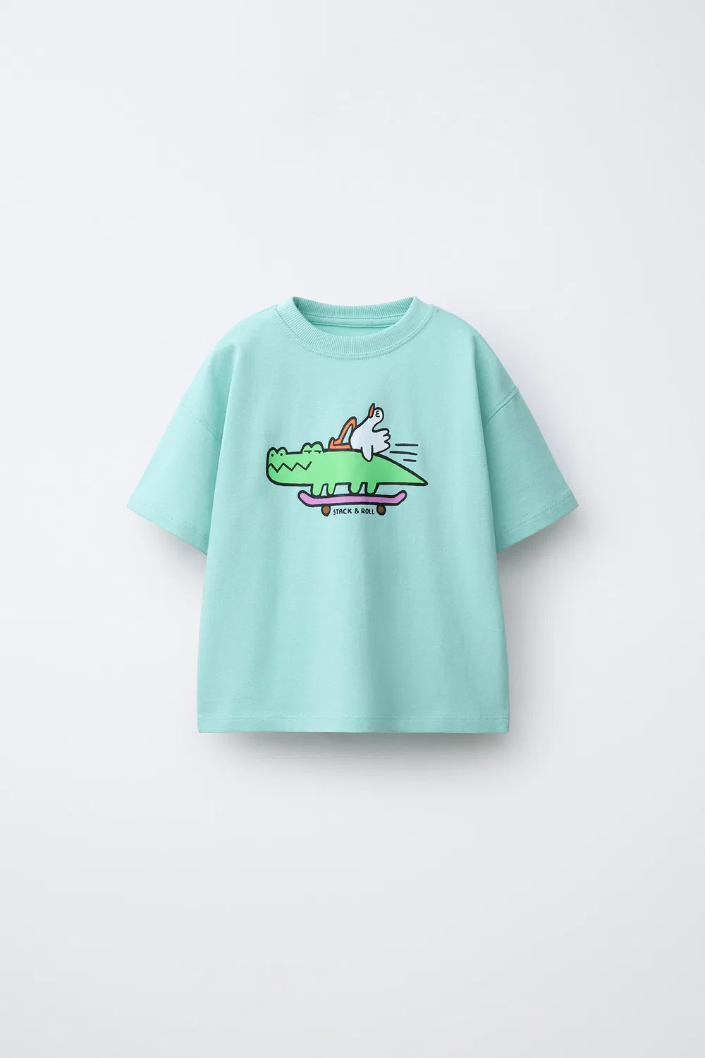 Футболка с животным принтом ZARA, Turquoise