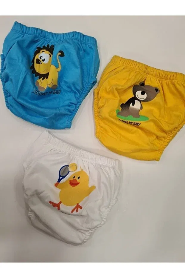 Детский комплект трусов для мальчиков хлопковый Basics Jilly Jo, Blue White Yellow — фото 2