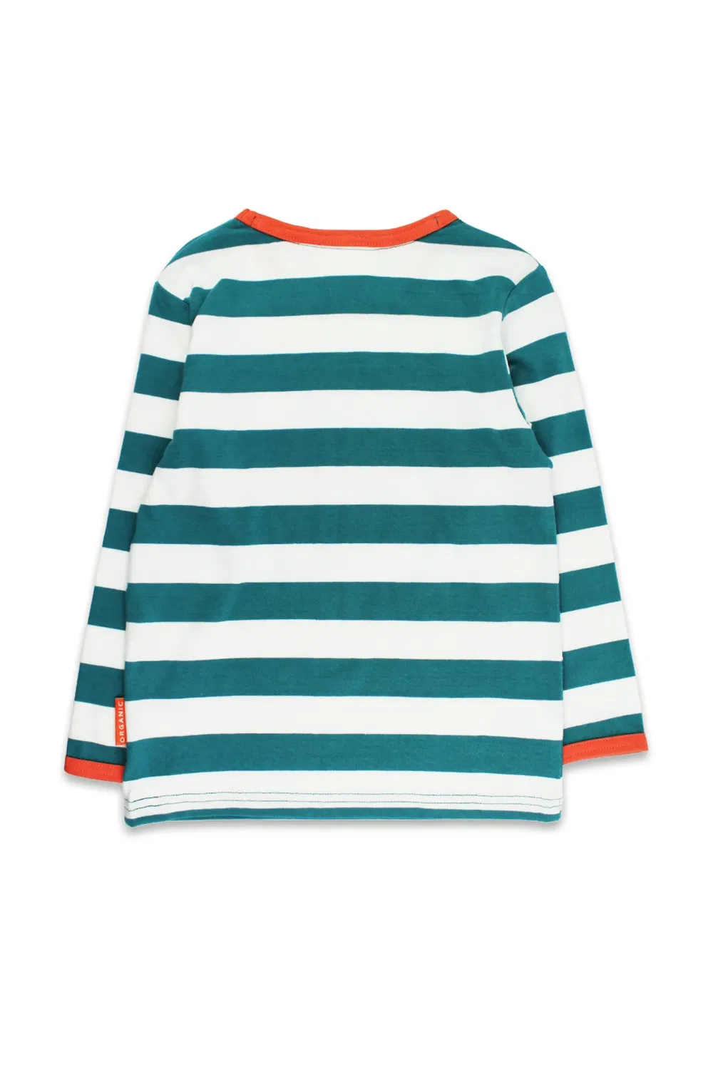 Детская футболка с длинным рукавом с аппликацией Four Applique Stripe Toby Tiger, Teal — фото 3