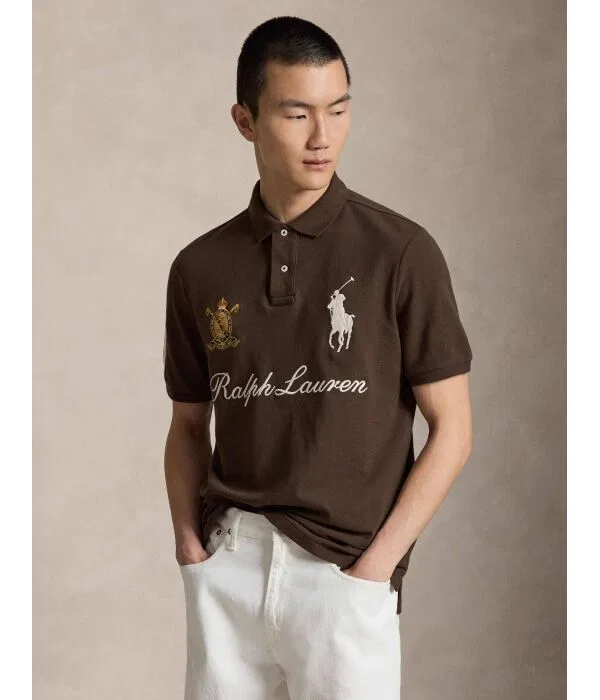 Мужское поло классического кроя Polo Ralph Lauren, коричневый