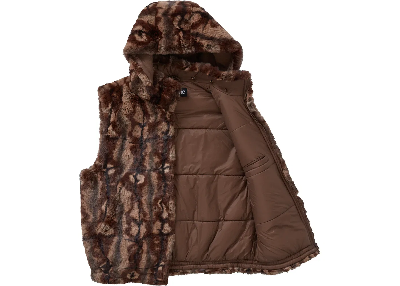 Мужской жилет из искусственного меха с капюшоном Supreme, Brown — фото 3