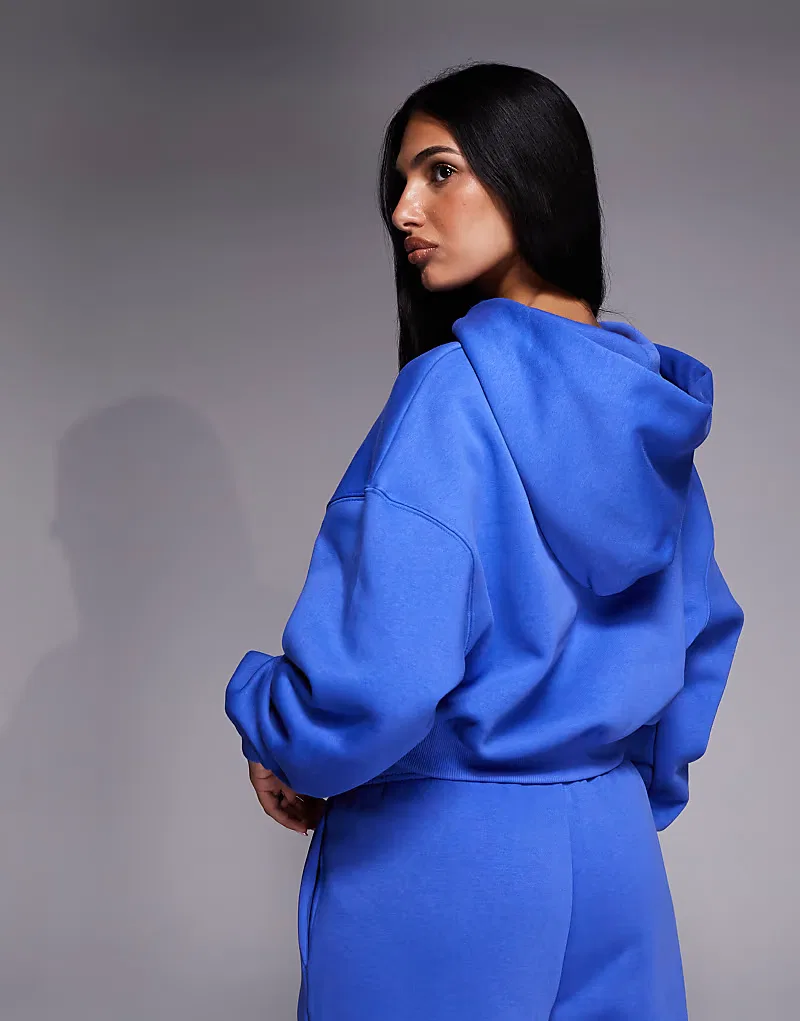 Укороченная толстовка оверсайз Nike Phoenix Fleece, синий — фото 4