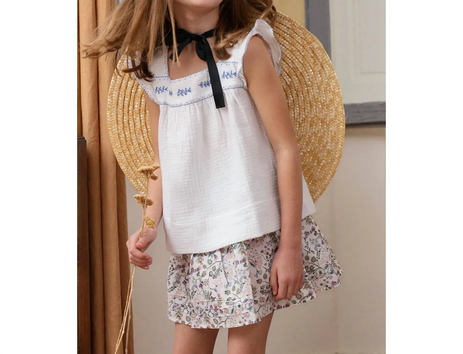 Детская блузка для девочек с вышивкой Olivia Blouse Marie Puce, White