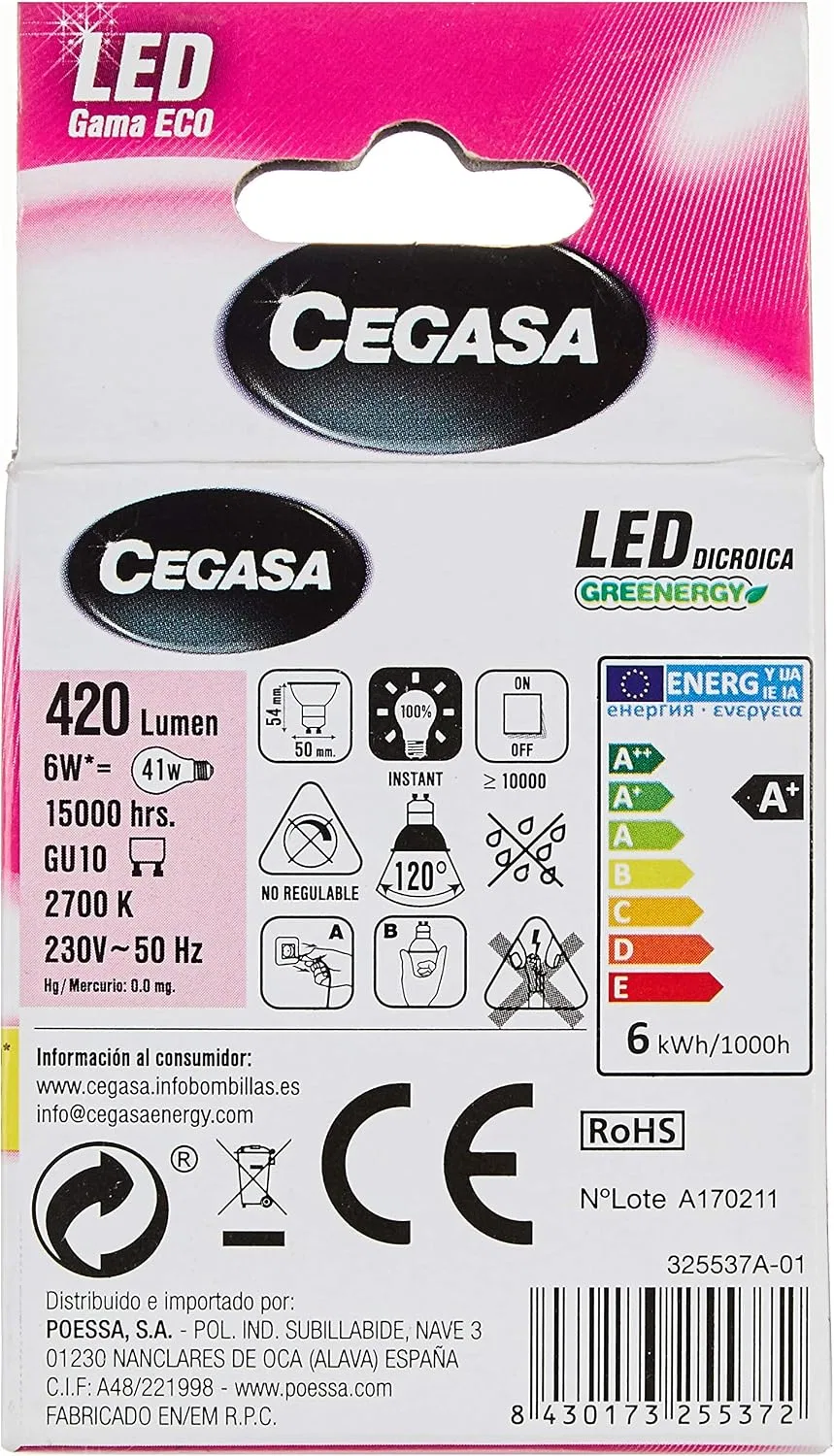 Лампа светодиодная 6W E27 420Lm, Cegasa, Black — фото 3