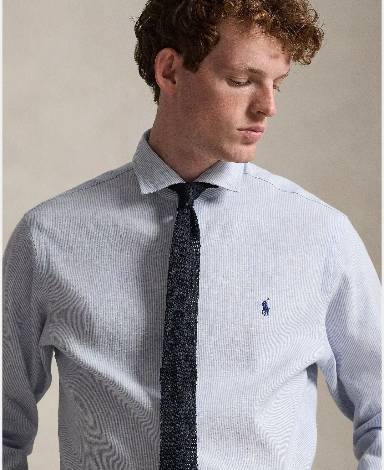Мужская льняная рубашка с длинным рукавом Slim Fit Polo Ralph Lauren, Multicolor — фото 3