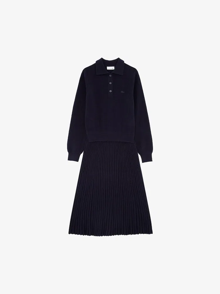 Платье миди LACOSTE с расклешенным силуэтом, Black — фото 4