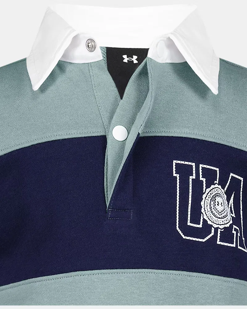 Регби-рубашка из мягкого хлопкового футера UA Rival Terry UnderArmour, Serpentine/White — фото 2