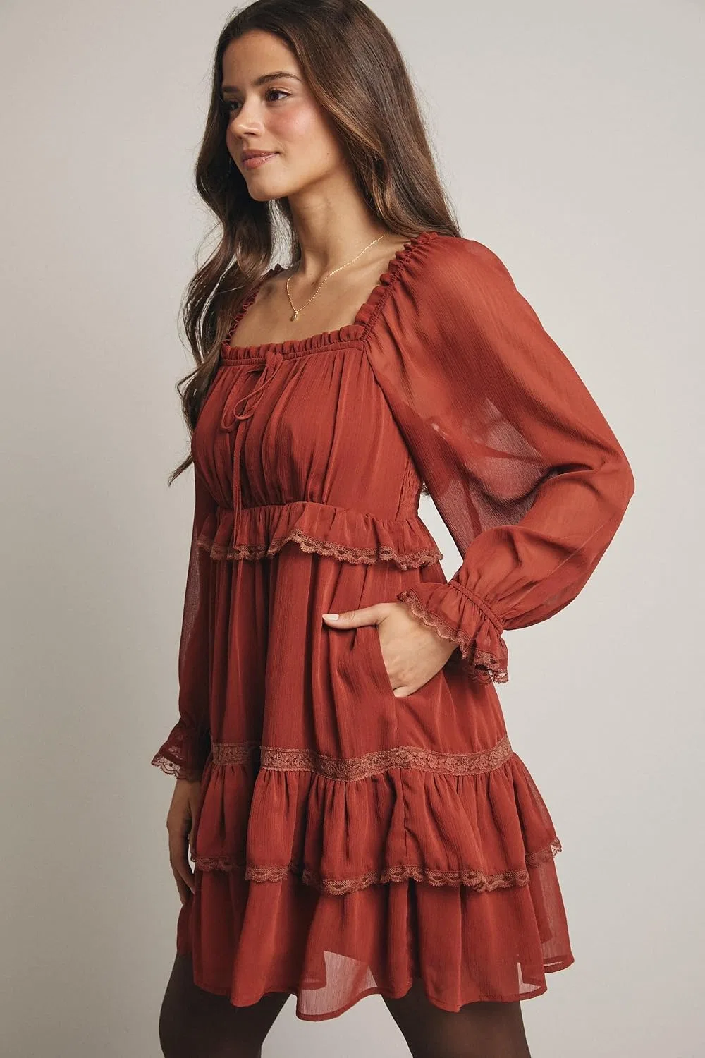 Женское мини-платье богемное Tiered Boho Mini Dress, Refer to Image — фото 2