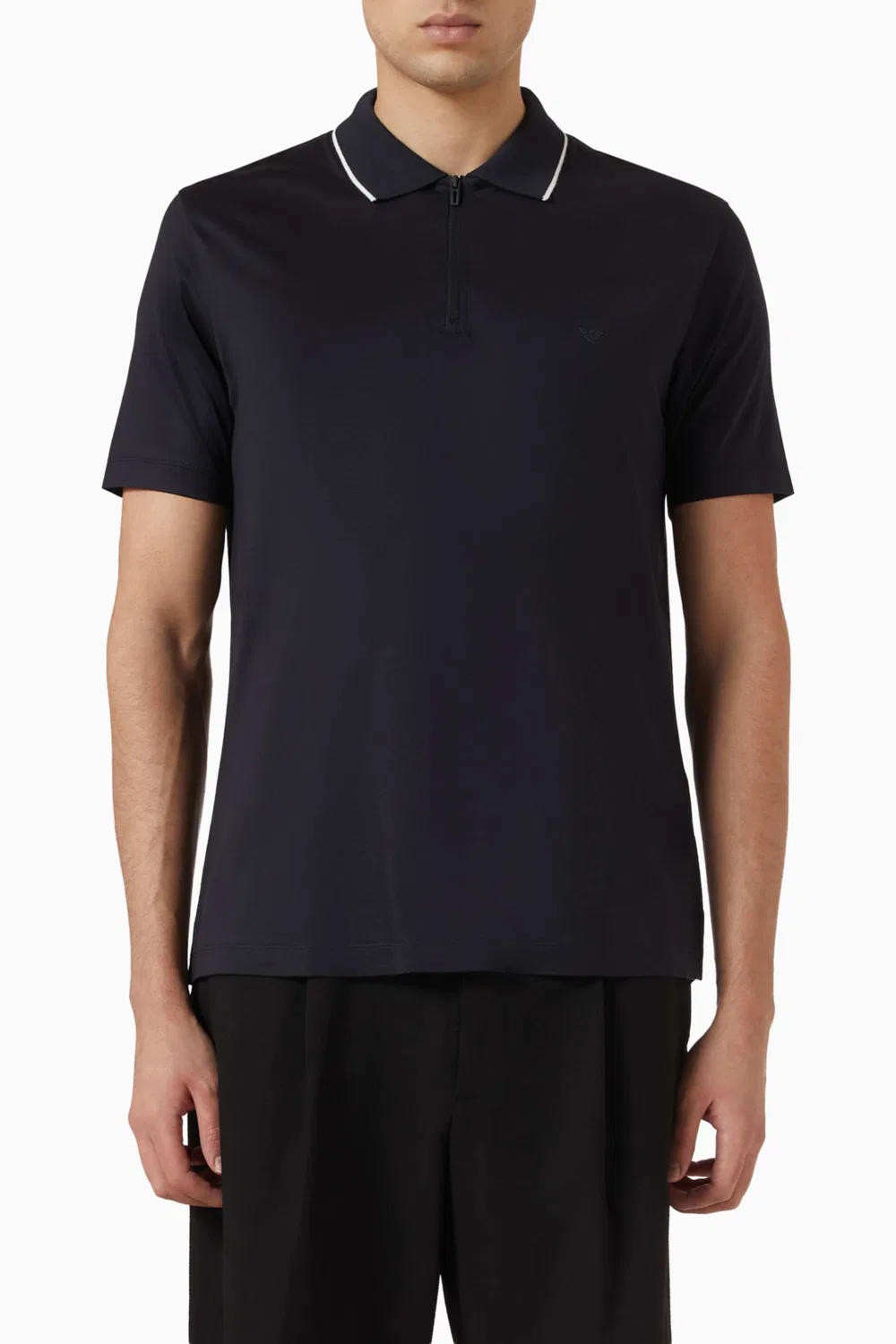 Поло хлопковое с микрологом Emporio Armani, синий