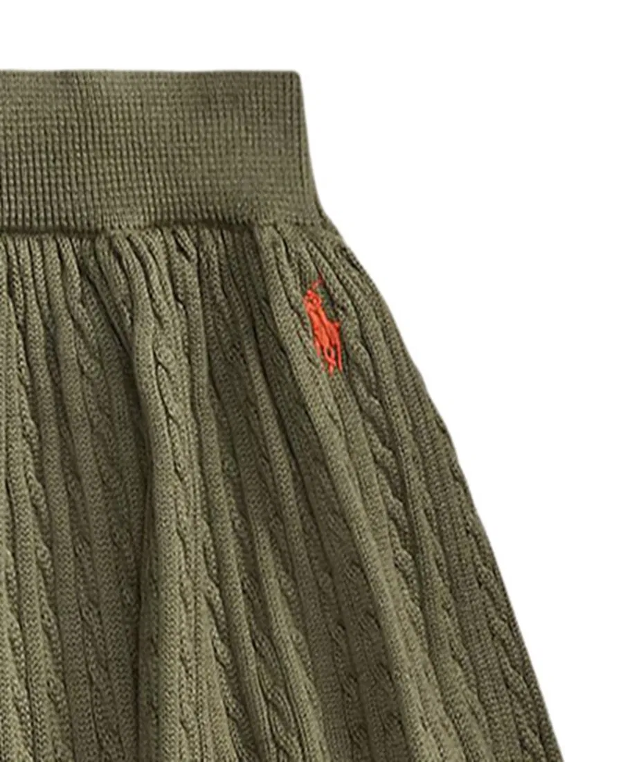 Юбка из хлопка с ярусным кроем и мелким узором Mini-Cable Polo Ralph Lauren, Cruise Olive — фото 3