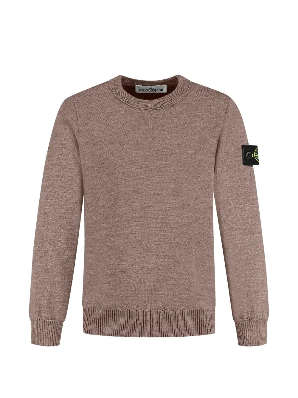 Свитер с круглым вырезом и нашивкой-логотипом Stone Island Junior, бежевый