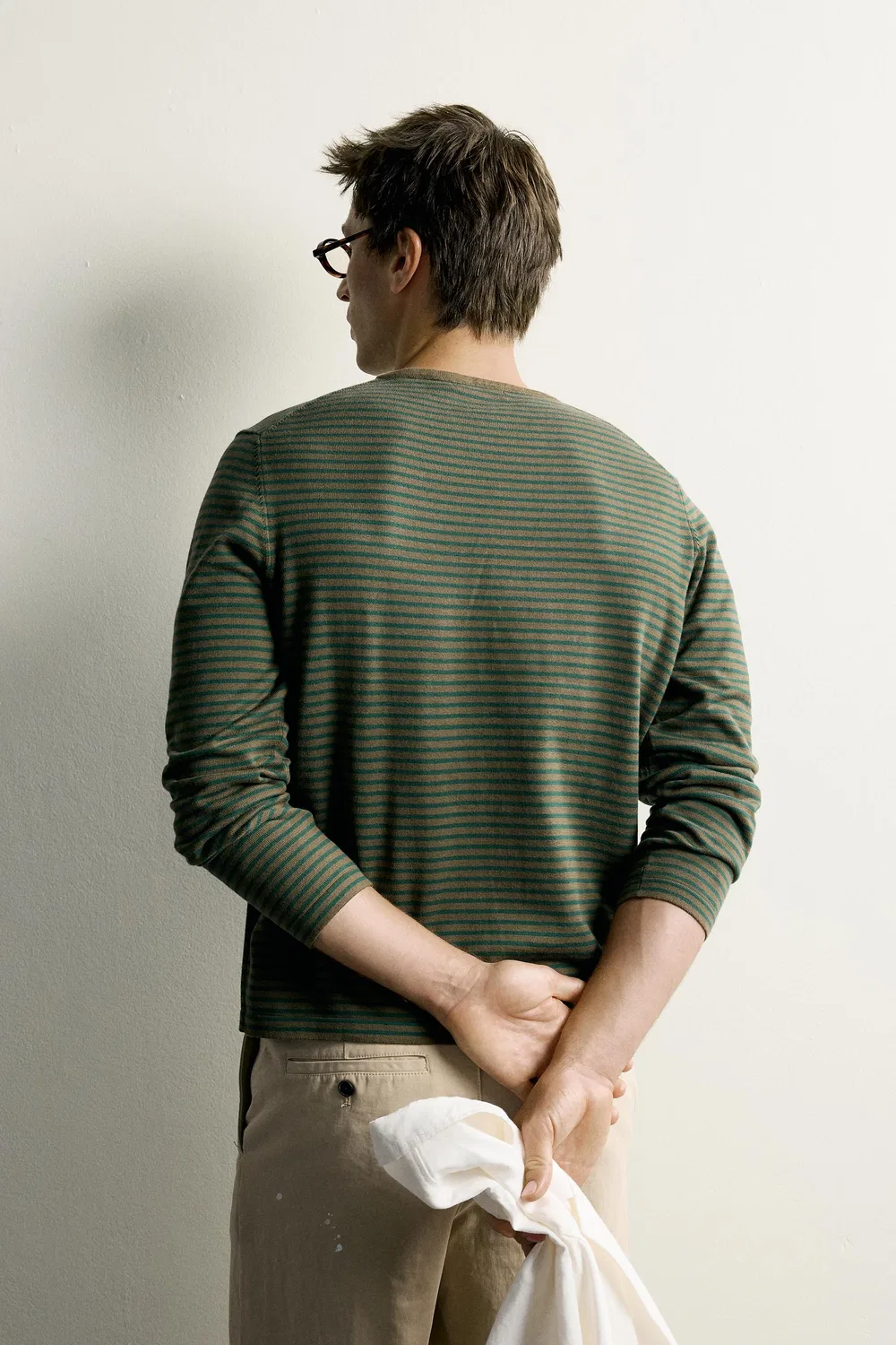 Полосатый джемпер стандартного кроя ZARA, Green stripe — фото 3